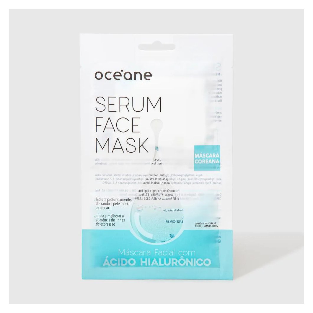 Máscara Facial Com Ácido Hialurônico - Serum Face Mask 20Ml