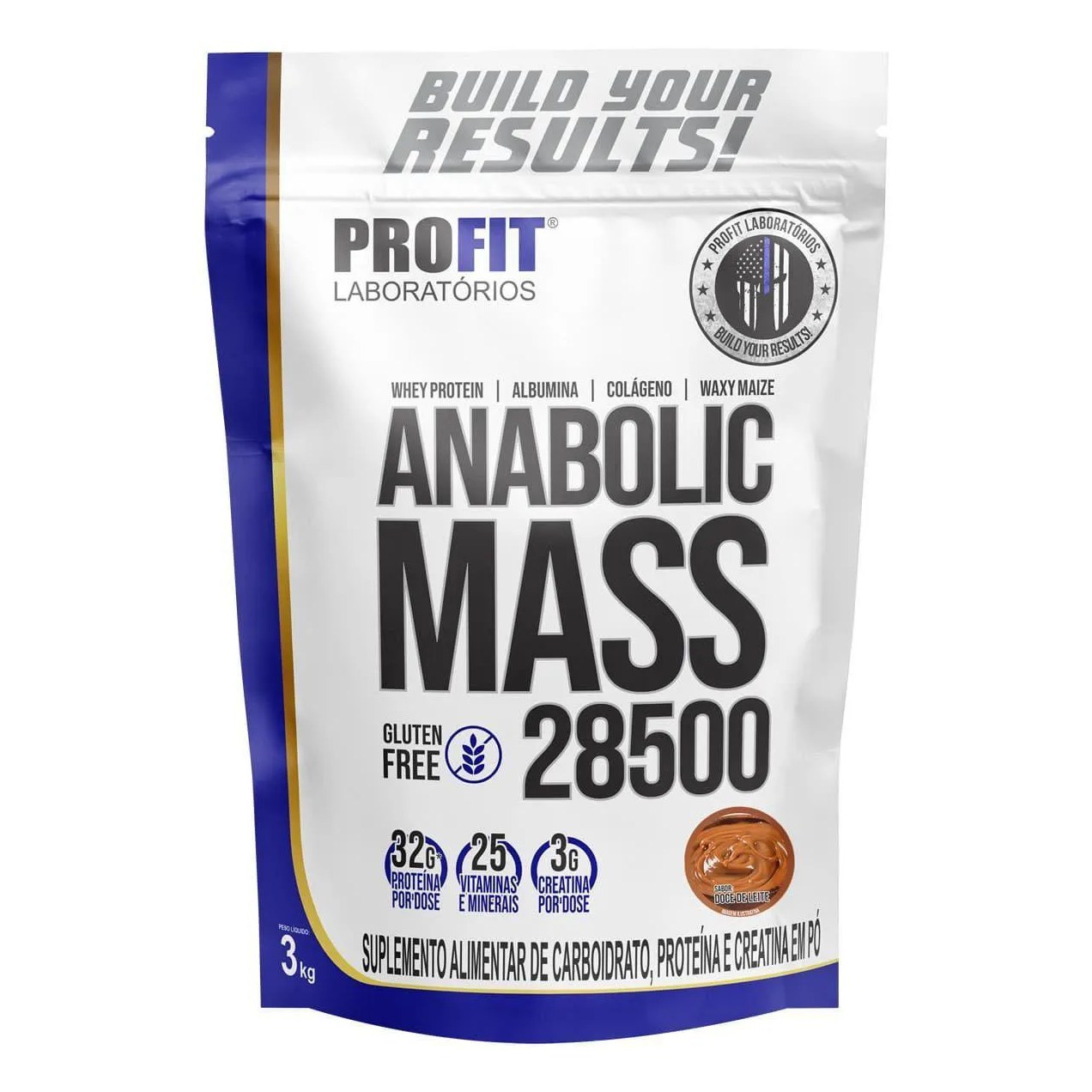 Hipercalórico Profit Labs Anabolic Mass 28500 Doce de Leite 3kg