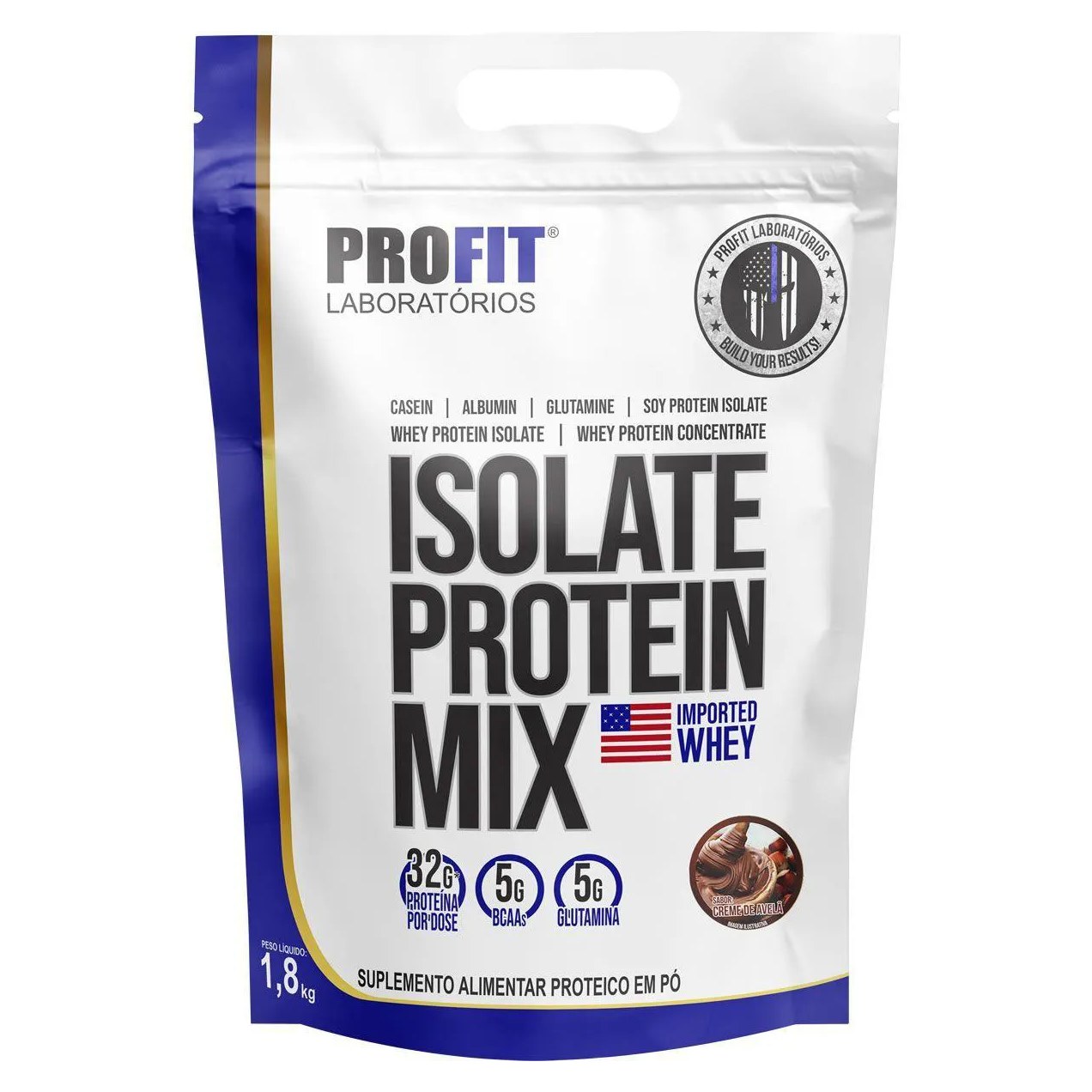 Whey Protein Isolado Profit Isolate Protein MixRefil Creme de Avelã 1,8kg