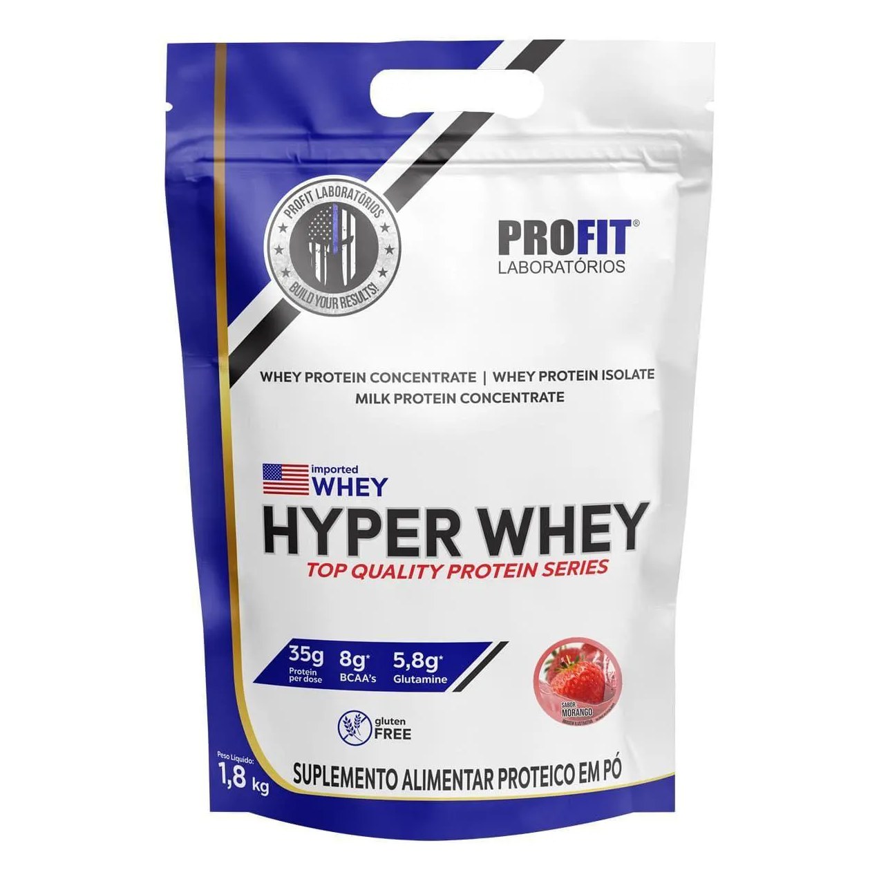 Hyper Whey - 1800G Refil Morango - Profit