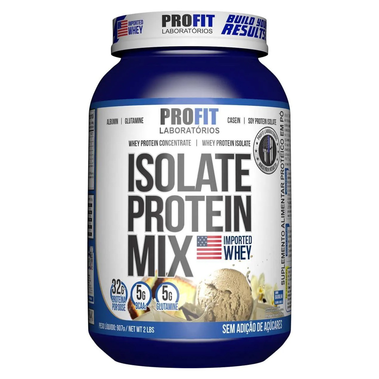 Proteína Isolada em Pó Profit Laboratórios Isolate Protein Mix Baunilha 907g
