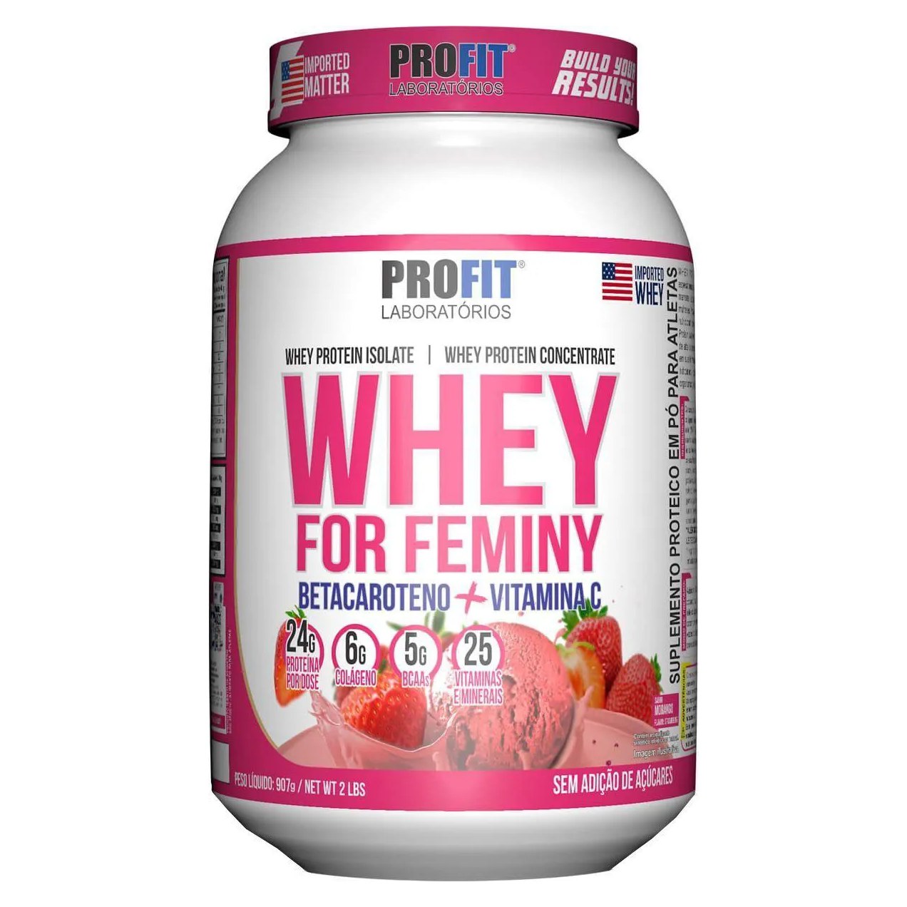 Whey For Feminy - 907G Morango - Profit Laboratórios