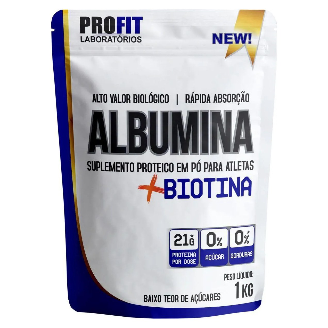 Albumina + Biotina Refil Stand-Up - 1000G Baunilha - Profit