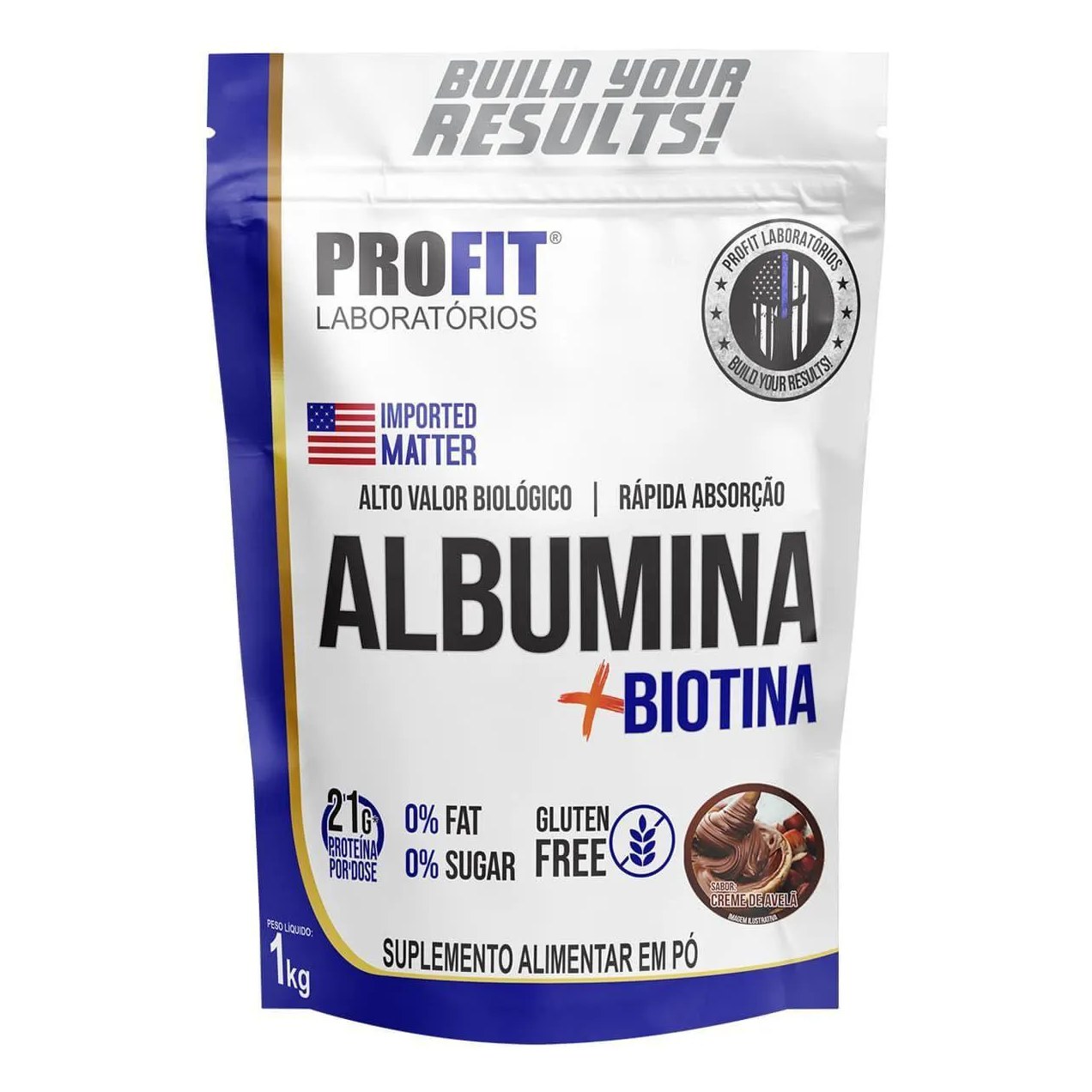 ALBUMINA + BIOTINA REFIL STAND-UP - 1000G CREME DE AVELã - PROFIT
