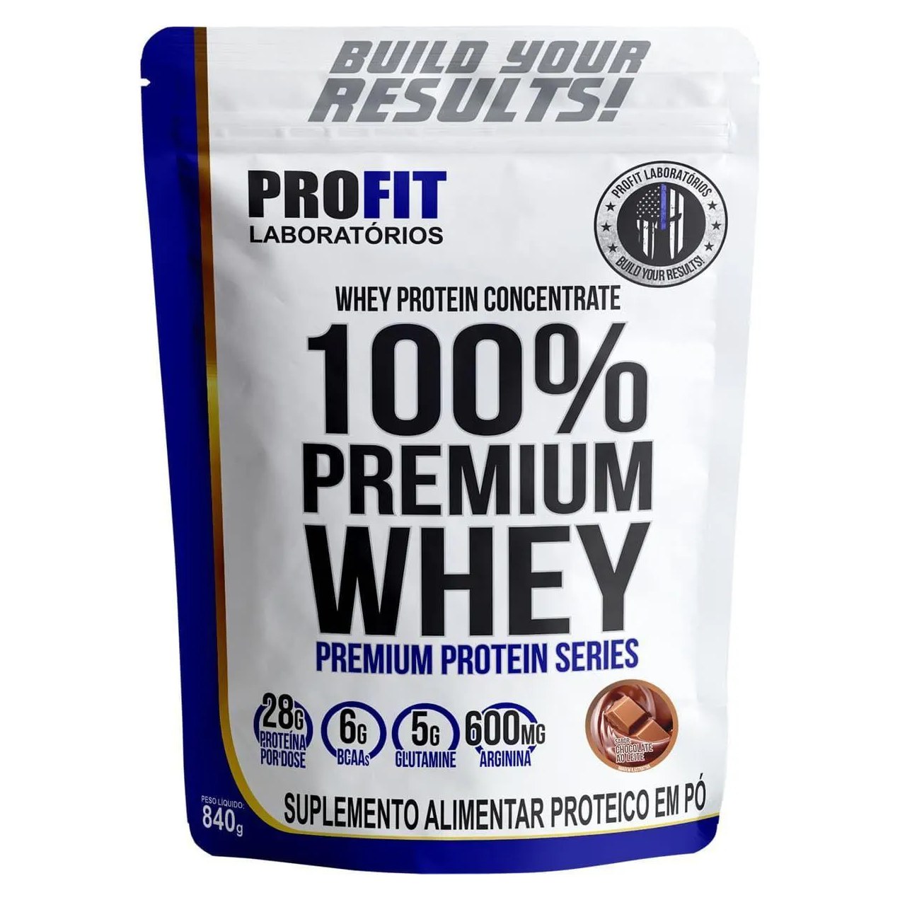 100%Whey Premium - 840G Refil Chocolate Ao Leite - Profit Laboratórios