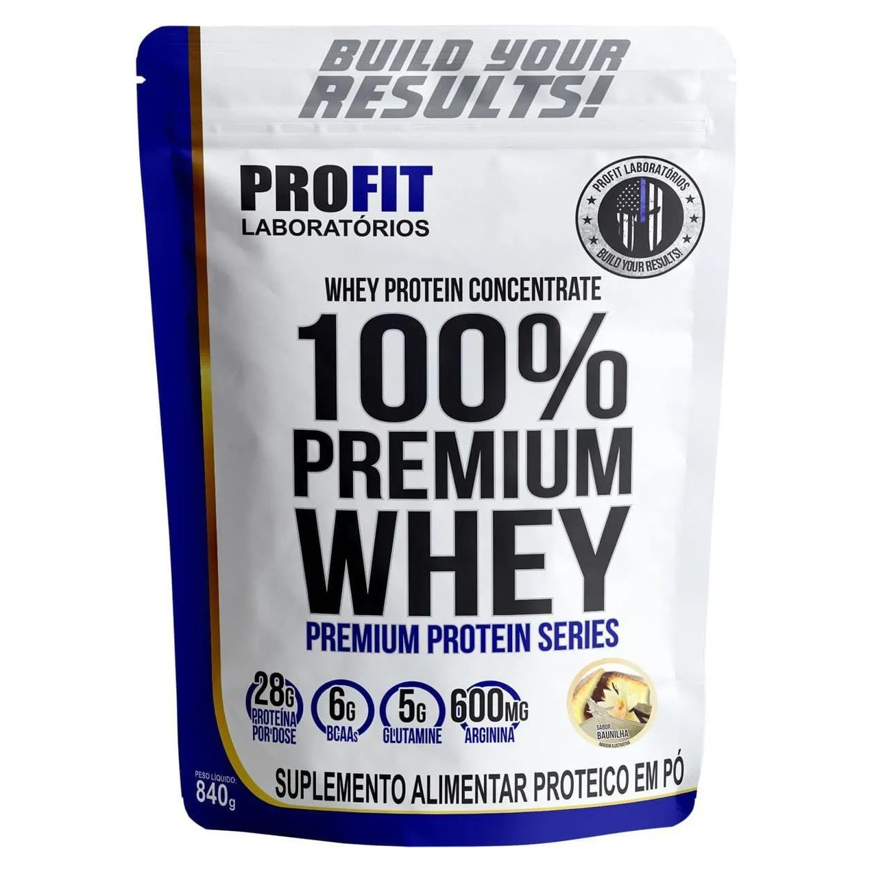100%Whey Premium - 840G Refil Baunilha - Profit Laboratórios