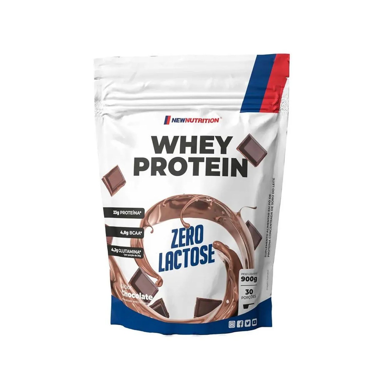 Whey Protein Zero Lactose - 900G Refil Chocolate - Newnutrition