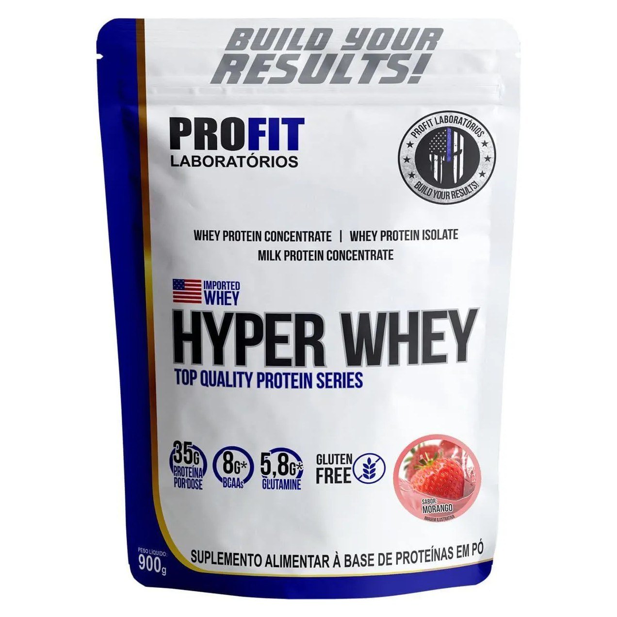 Hyper Whey - 900G Refil Morango - Profit