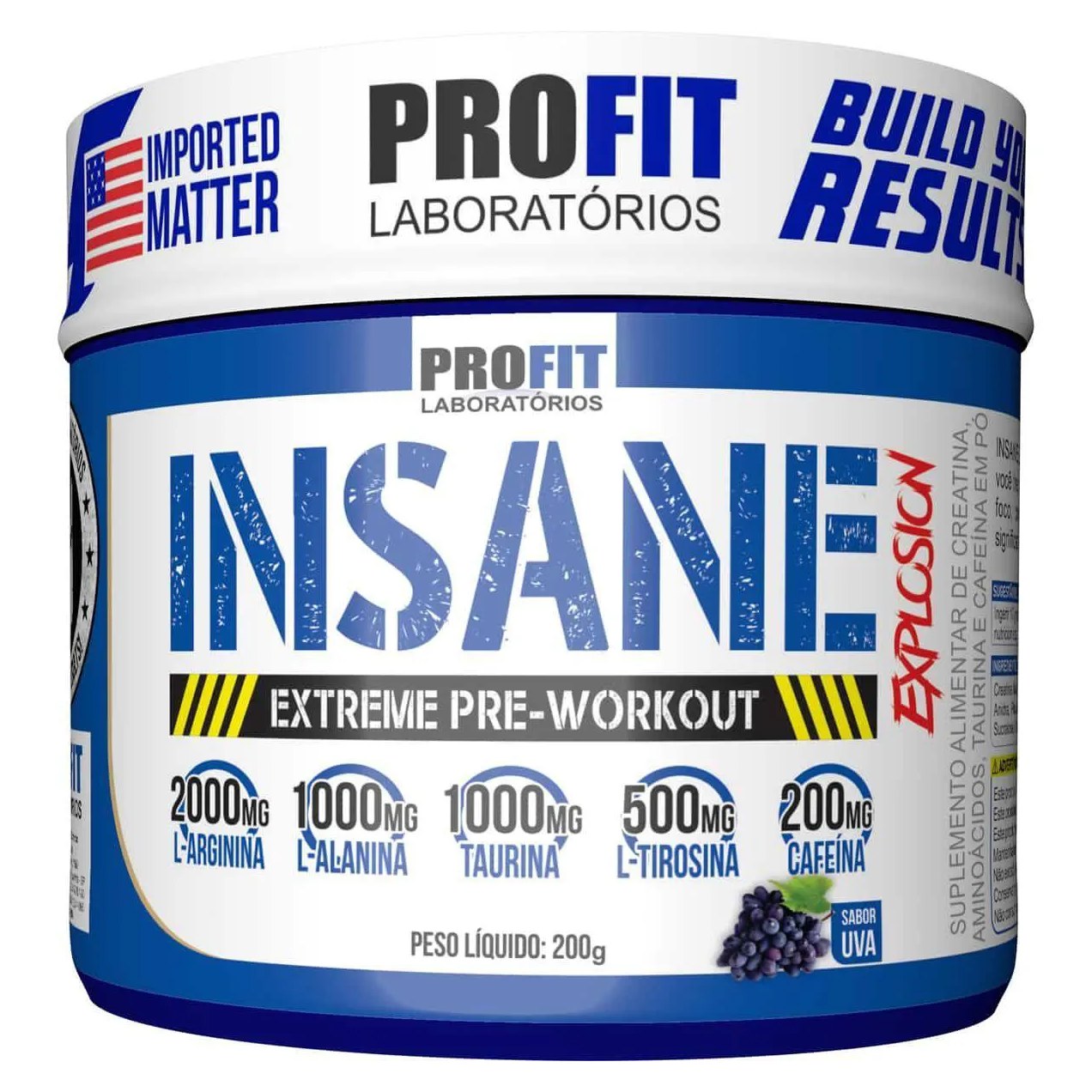 Pré-Treino Profit Laboratórios Insane Explosion Extreme Pre-Workout Uva 200g
