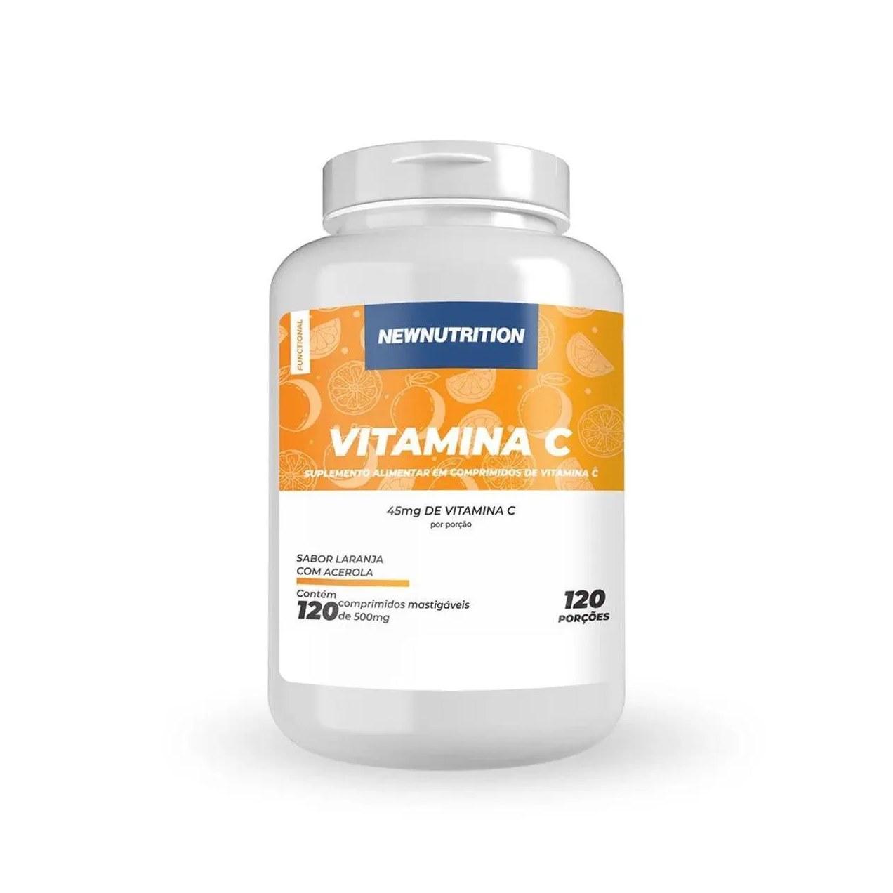 Vitamina C - 120 Comprimidos Mastigáveis Laranja com Acerola - Newnutrition