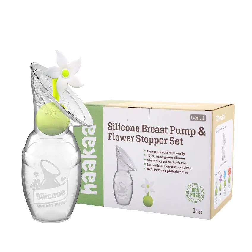 Bomba de Tirar Leite Manual Haakaa 100% Silicone Tampa em Flor 100ml