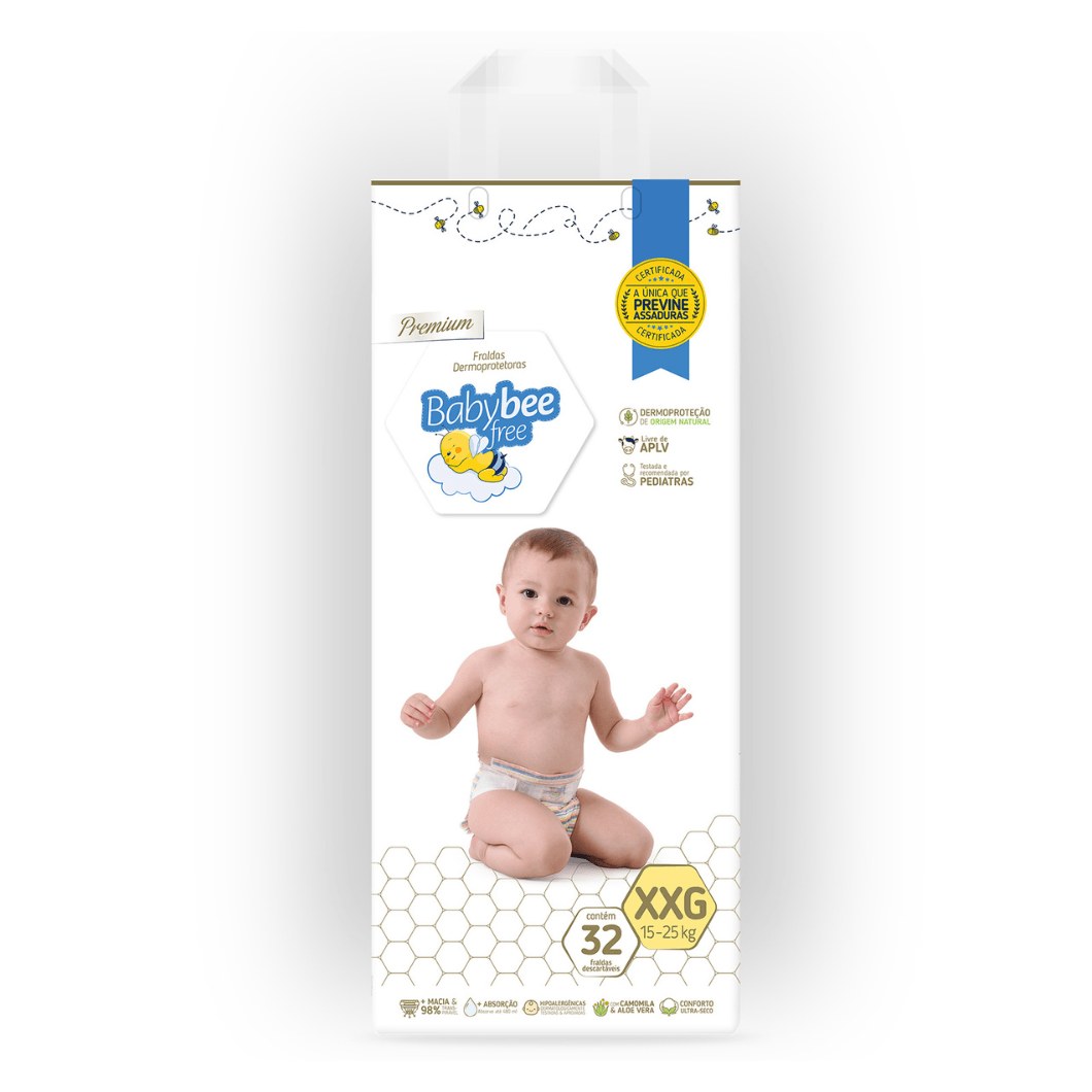 Fralda Baby Bee Free Dermoprotetora Xxg Com 32 Unidades