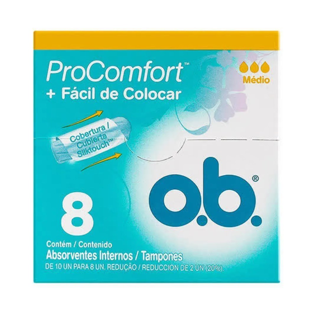 ABSORVENTE INTERNO O.B. PROCOMFORT MéDIO 8 UNIDADES