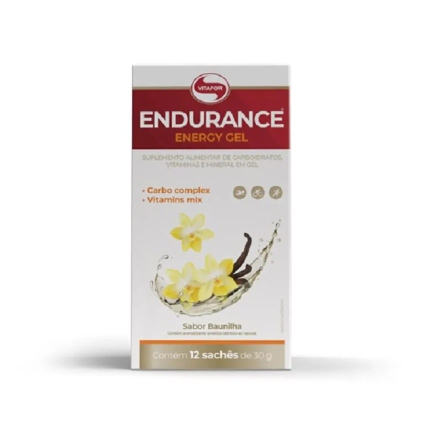 Energético em Gel Vitafor Endurance Energy Baunilha Sachê 30g 12 unidades