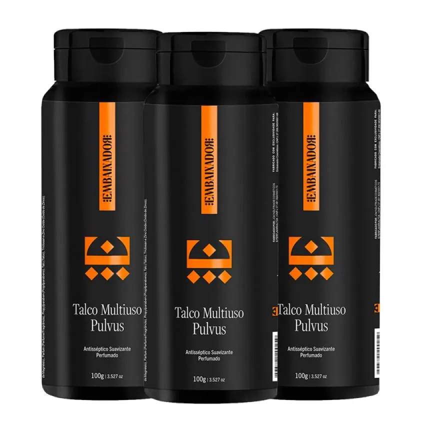 Kit 03 Talco Multiuso Pulvus Embaixador 100g