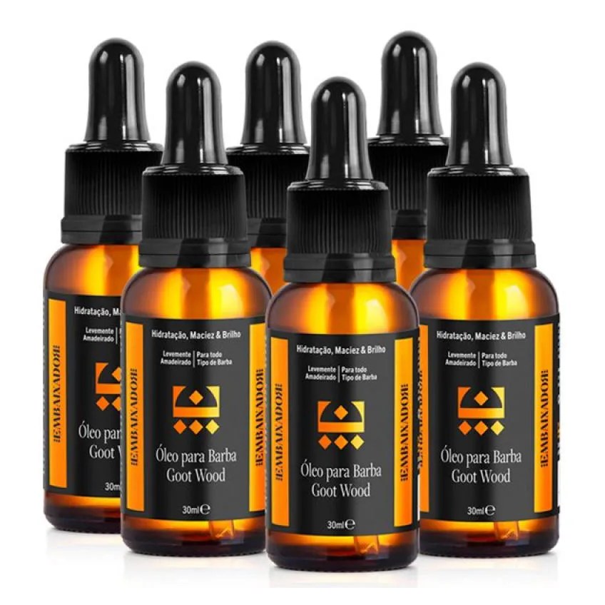 Kit 6 Óleo Hidratante para Barba Goot Wood Embaixador 30ml