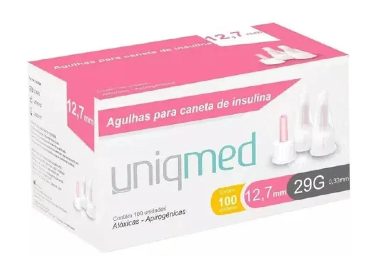 Agulha para Caneta de Insulina 12,7mm X 29g - 100 unidades Uniqmed