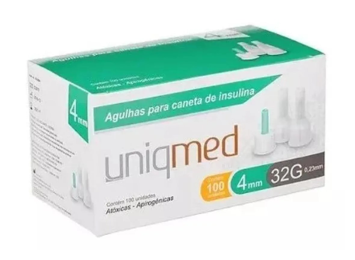 Agulha para Caneta de Insulina 4mm X 32g Uniqmed com 100 unidades