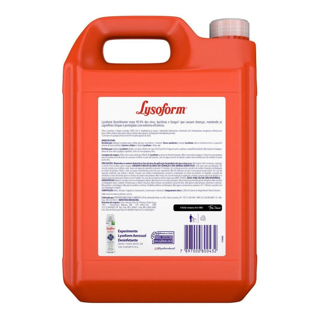 Desinfetante Lysoform Uso Geral Original 5l