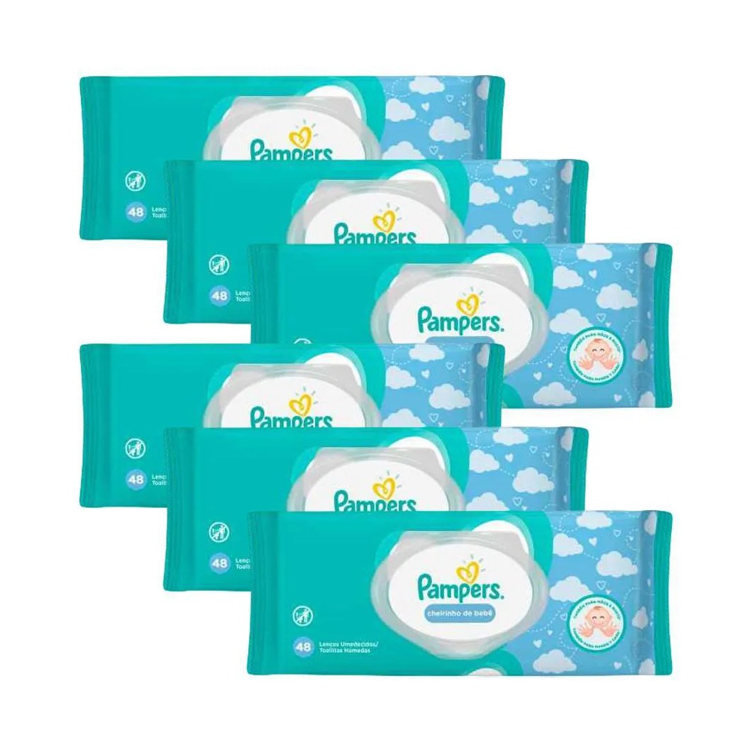 Kit 288 Toalhinhas Umedecidas Pampers Cheirinho de Bebê