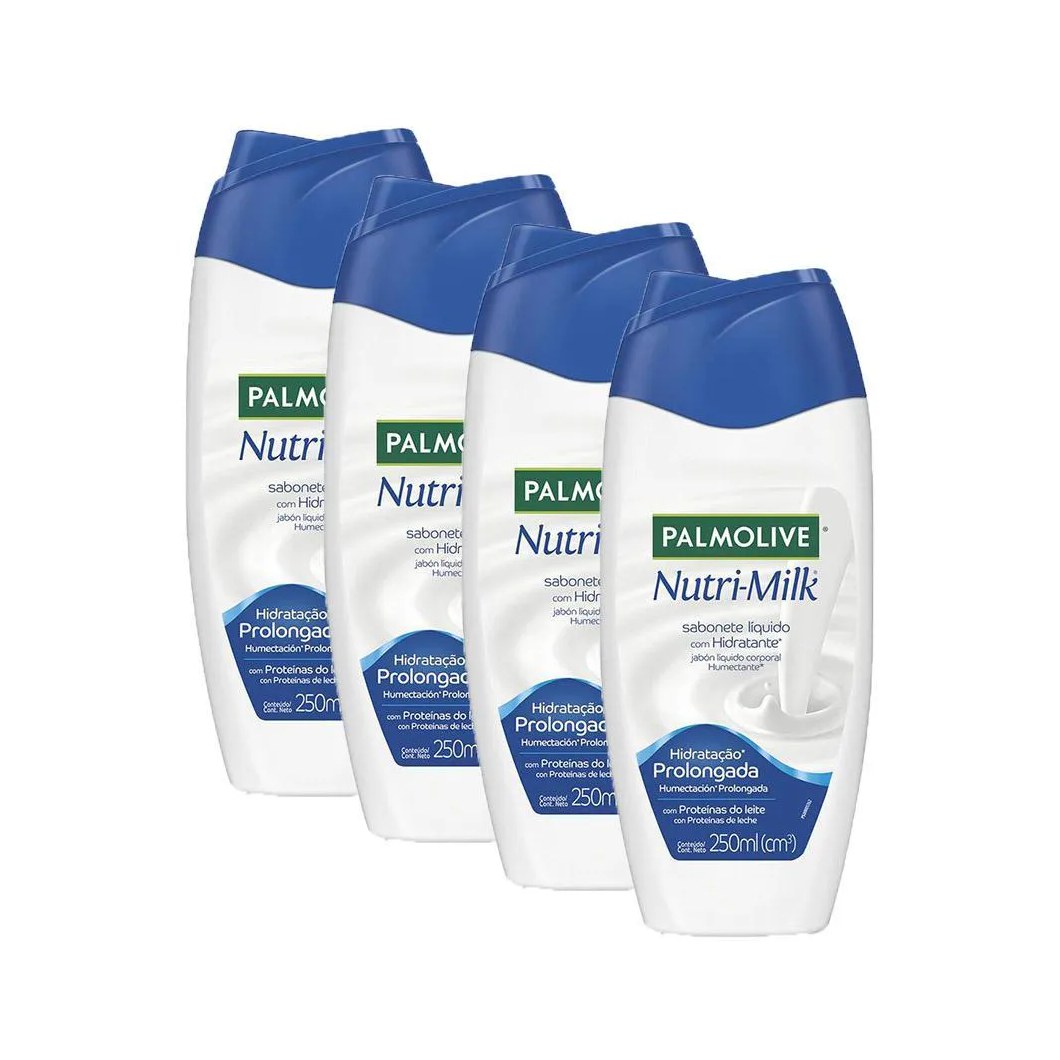 Kit com 4 Sabonete Líquido Palmolive Nutri-Milk Hidratante 250ml Cada