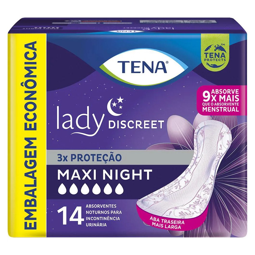 Absorvente para Incontinência Urinária Lady Discreet Noturno Feminino Absorção Intensa 14 unidades