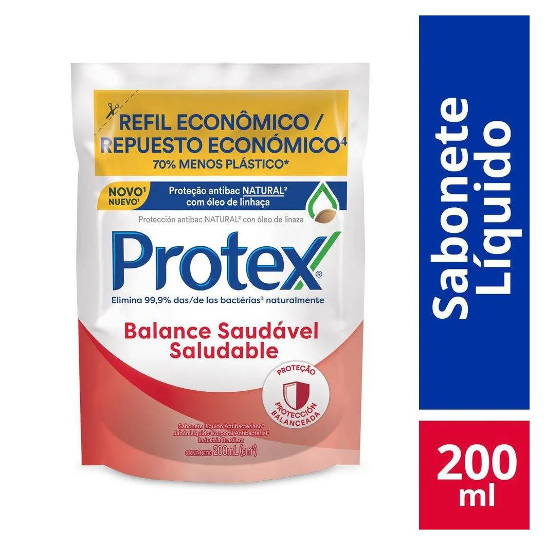 Refil Sabonete Líquido Antibacteriano para as Mãos Protex Balance 200ml