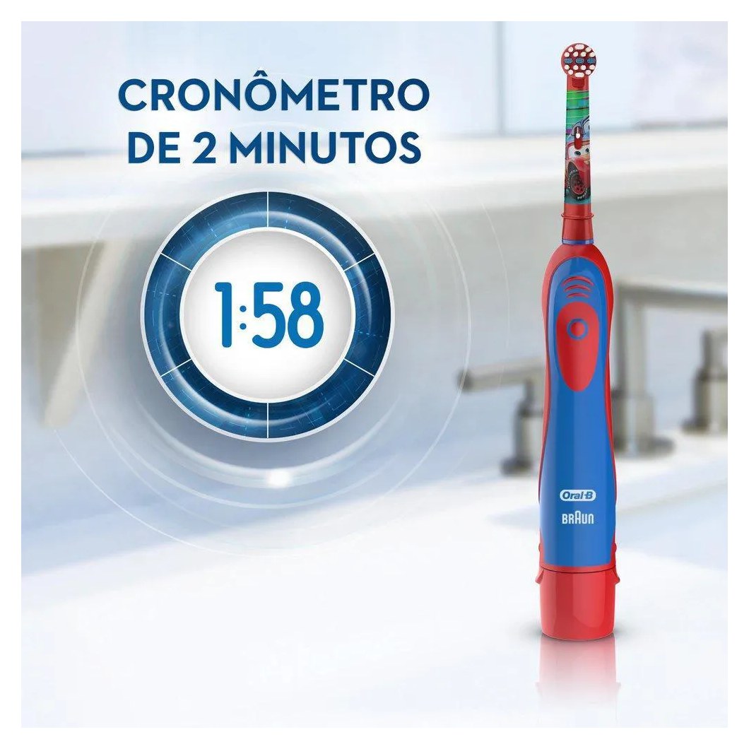 Escova Elétrica Oral-B Disney Pixar Cars + 2 Pilhas Aa