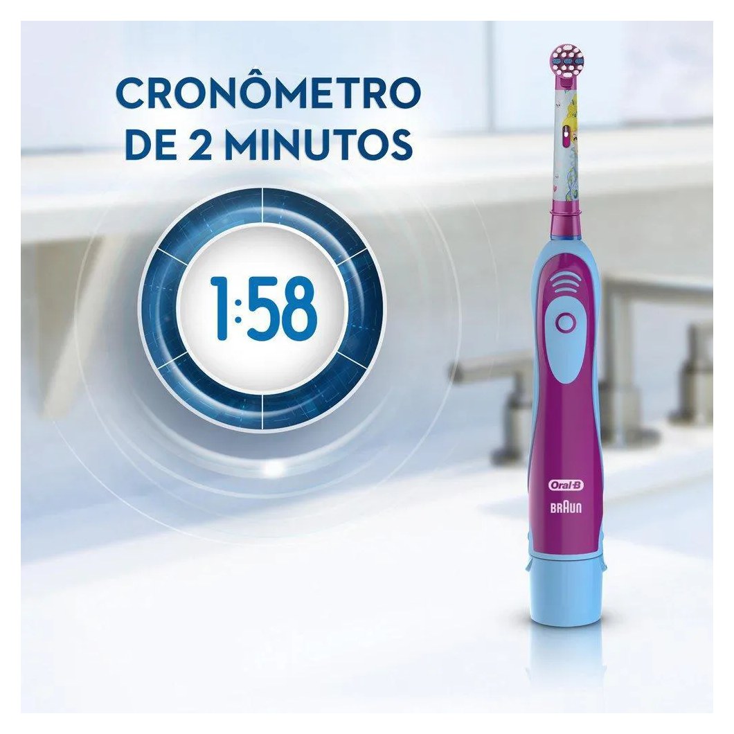 Escova Elétrica Oral-B Disney Princess + 2 Pilhas Aa