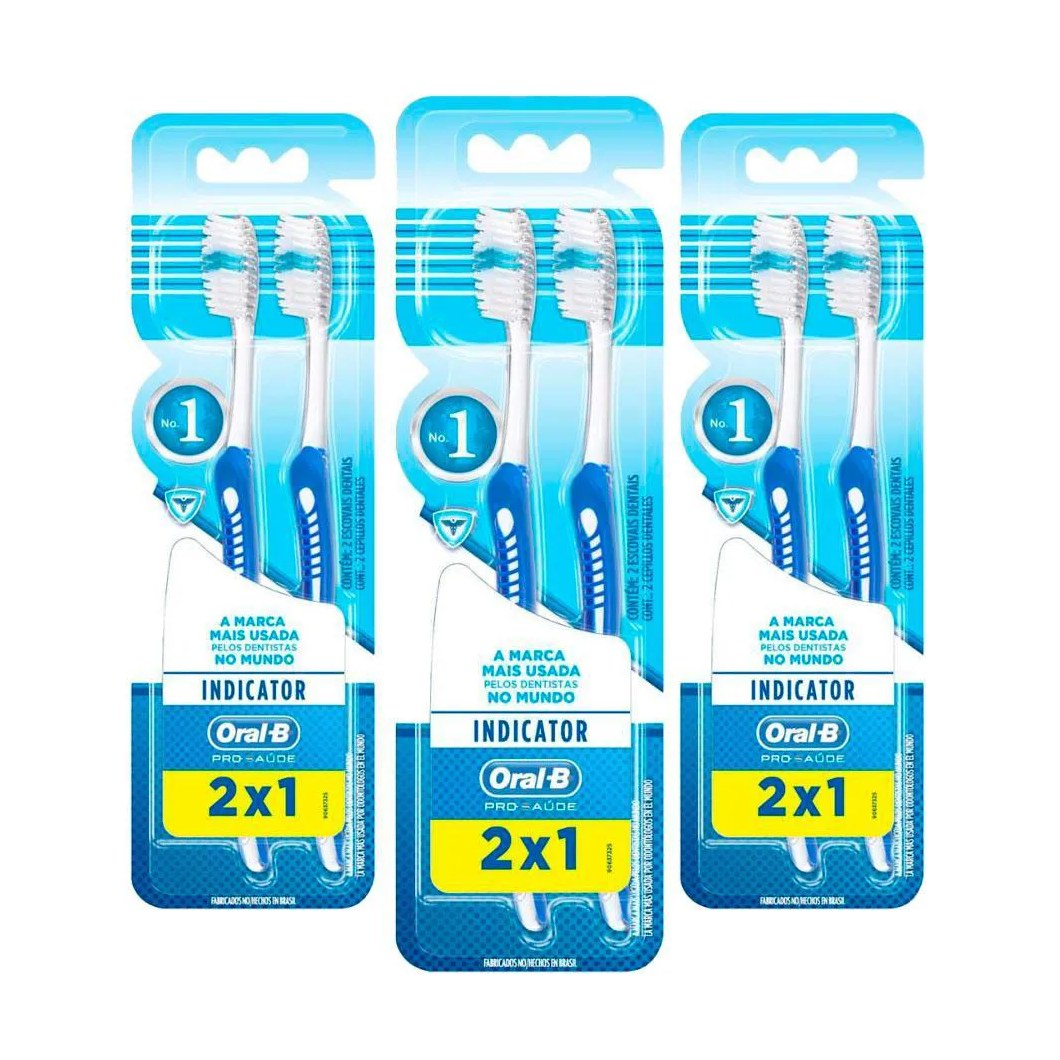 Kit 3 Escova Dental Oral-b Indicator Plus 40 Leve 2 e Pague 1