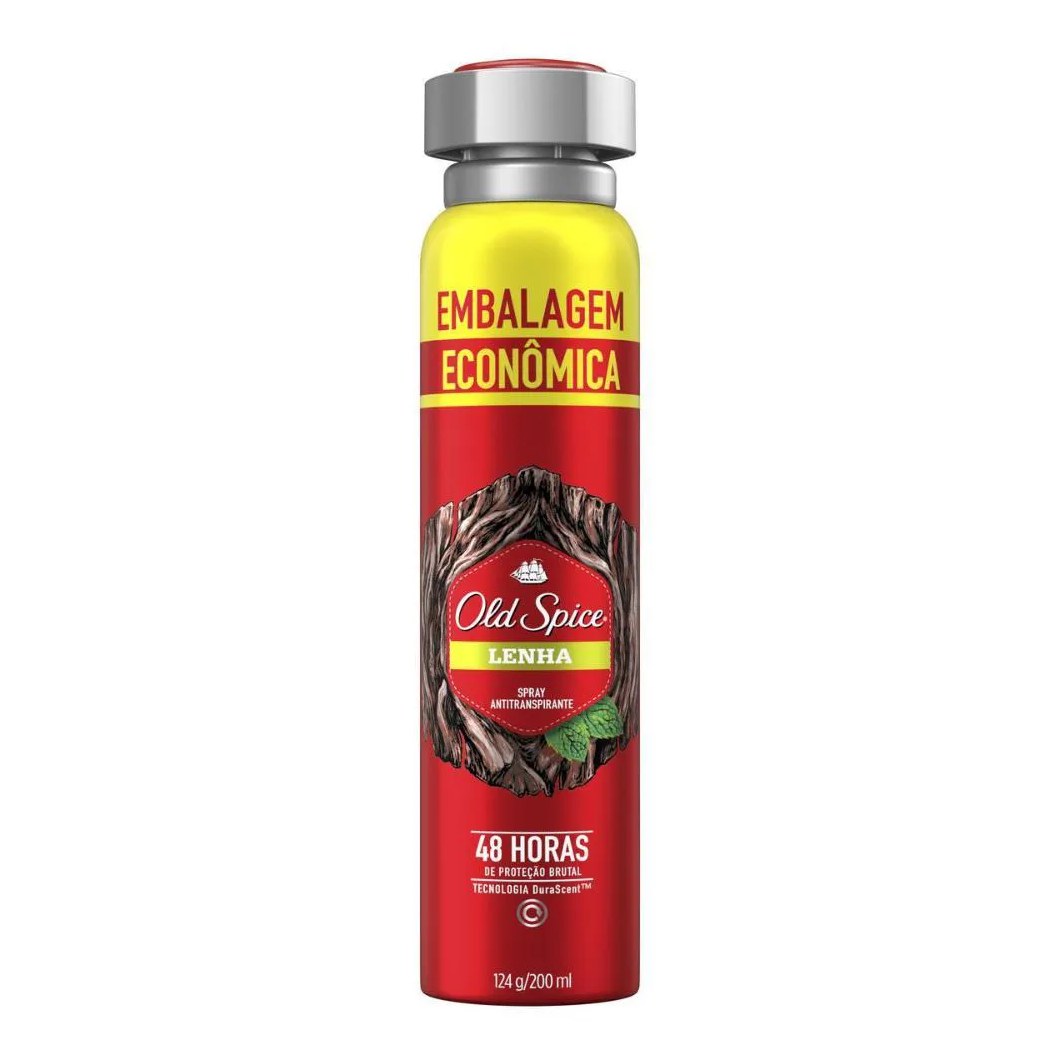 Desodorante Antitranspirante Aerosol Old Spice Lenha Masculino 48h Embalagem Econômica 200ml