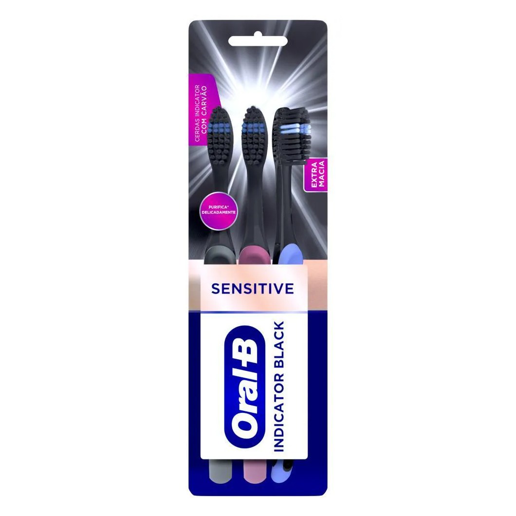 Escova Dental Oral B Charcoal 35 Extra Soft com 3un