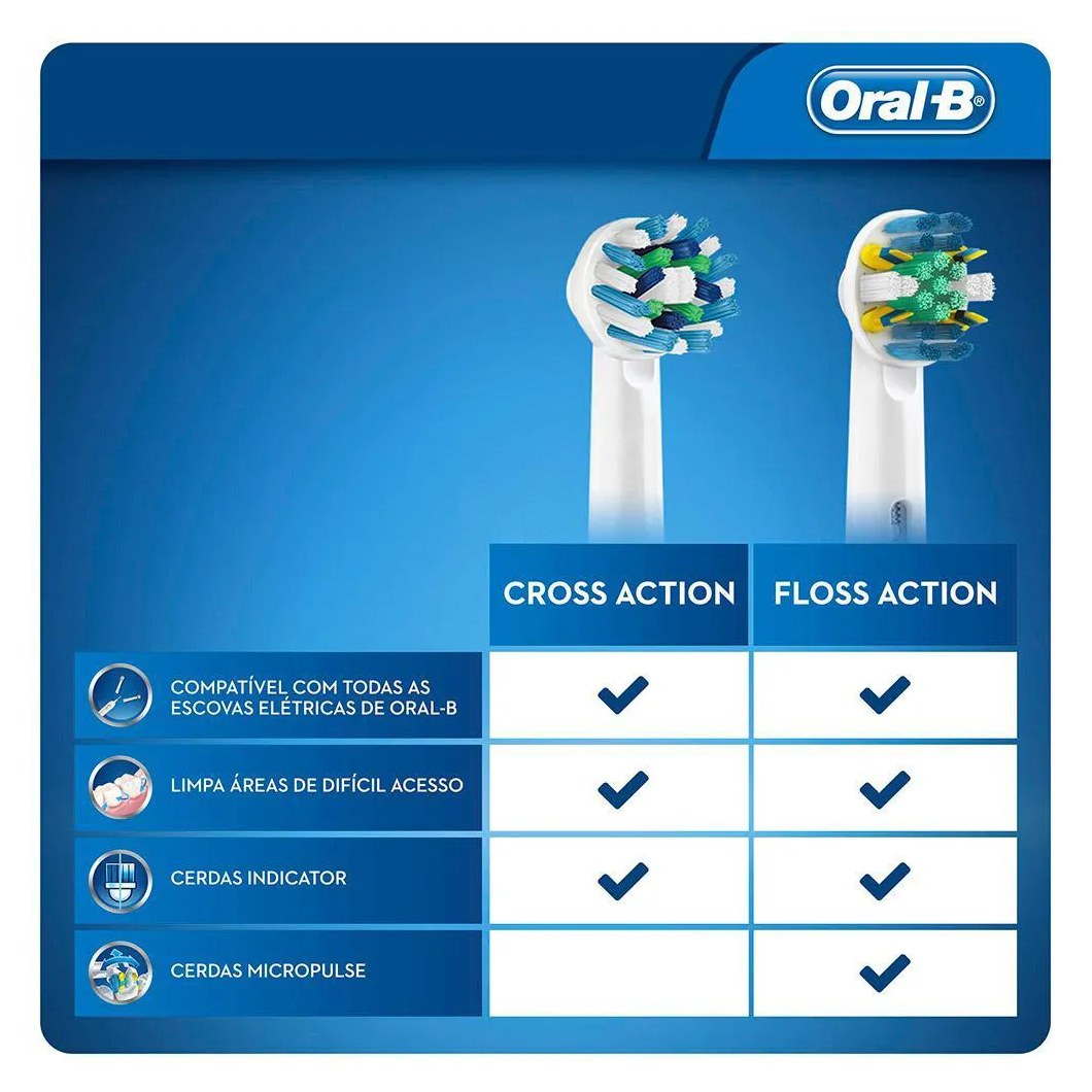 Kit Refil Escova Elétrica Oral-B Cross Action Leve 4 Pague 2
