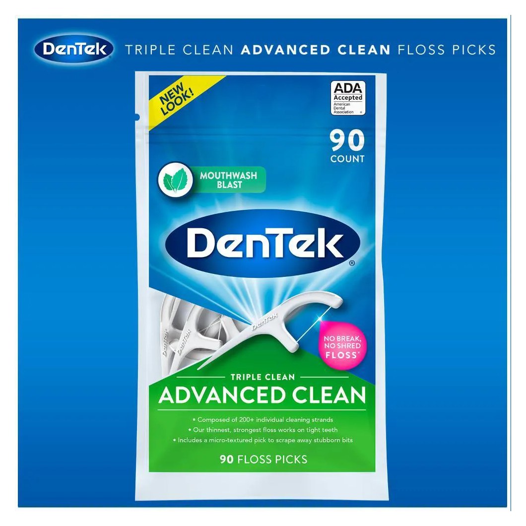 Fio Dental com Haste DenTek Floss Picks Triple Clean Advanced 90un
