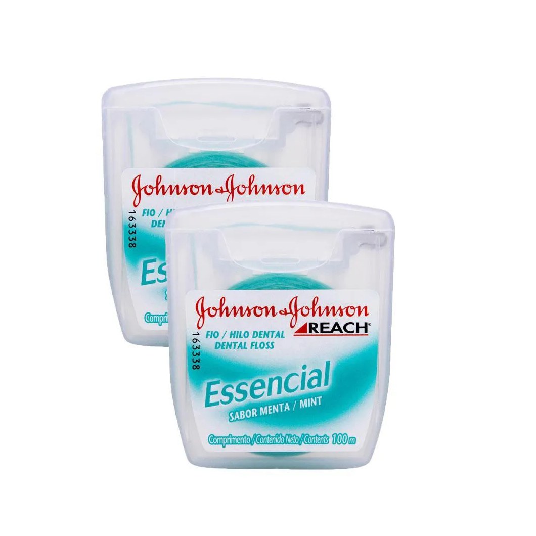 Kit 2 Fios Dentais J&j Reach Essencial Menta 100m
