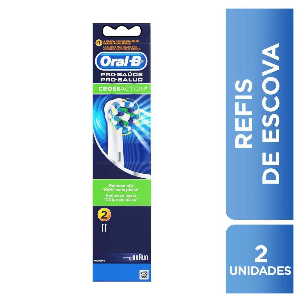 Refil Escova Elétrica Oral-B Pro-Saúde Cross Action com 2 unidades