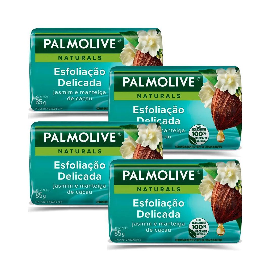 Kit 4 Sabonetes em Barra Palmolive Naturals Esfoliação Delicada 85g