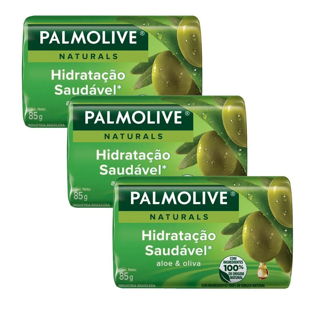 Kit 3 Sabonetes em Barra Palmolive Naturals Hidratação Saudável 85g