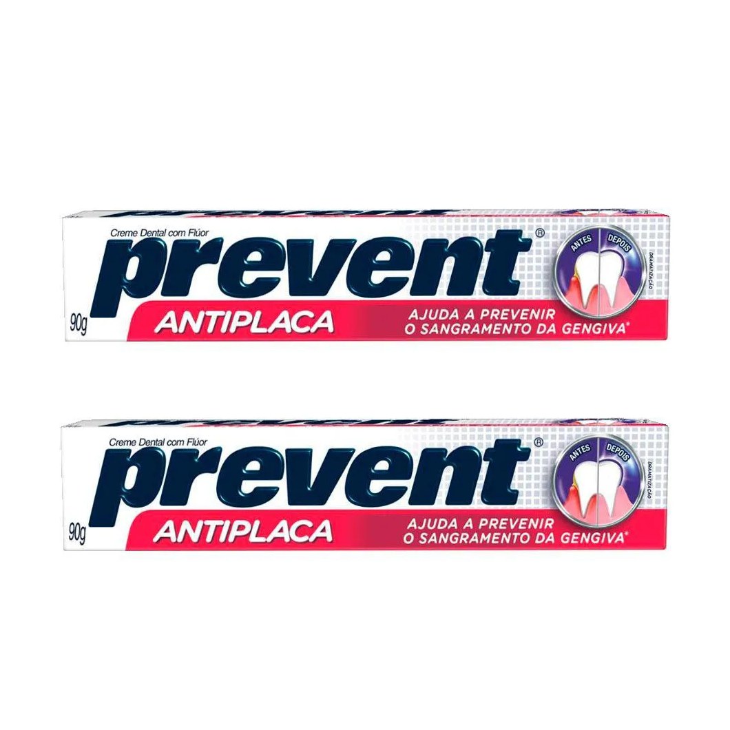Kit 2 Pasta de Dentes Prevent Antiplaca em Creme 90 G
