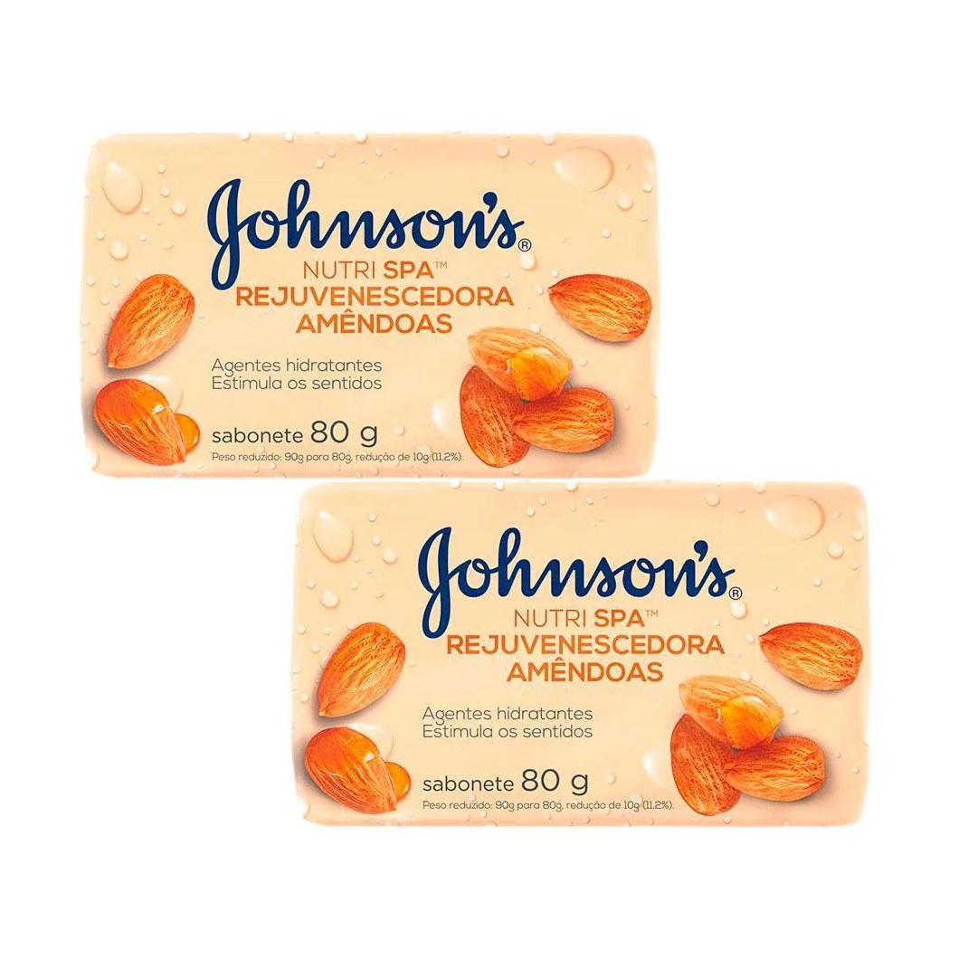KIT 2 SABONETE BARRA JOHNSON'S REJUVENESCEDORA AMêNDOAS 80G