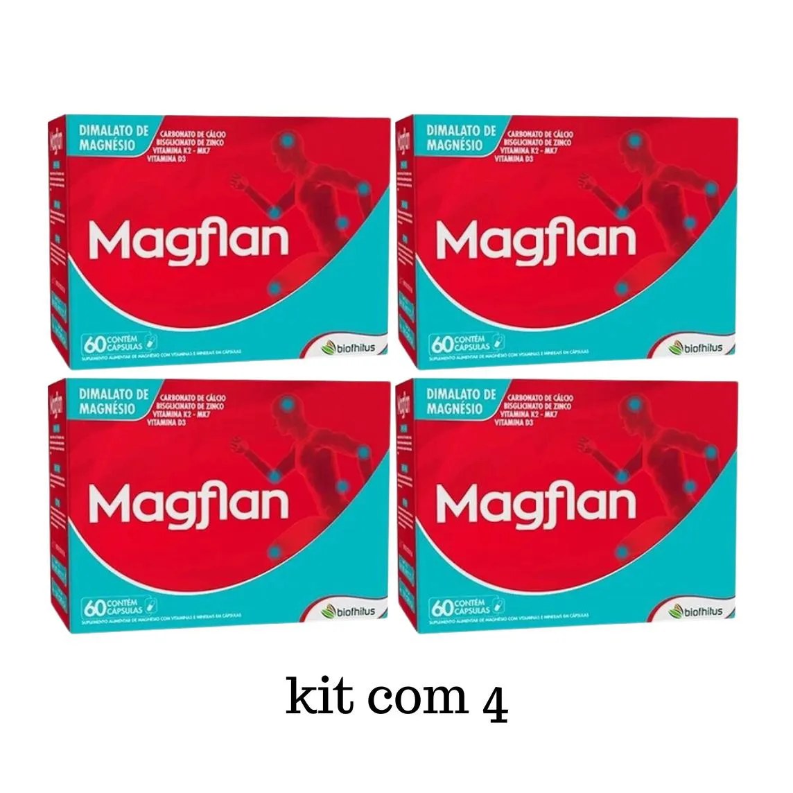 Kit C4 Vitamina Magflan Dimalato Magnésio 60 cápsulas Biofhitus