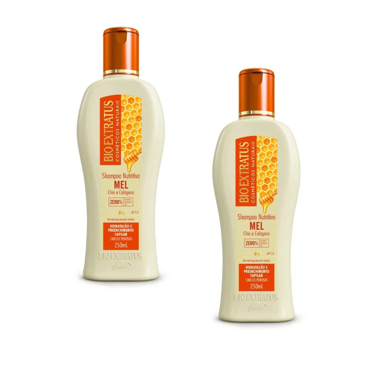 Kit com 2 Shampoo Mel Cabelos Porosos 250ml – Bio Extratus