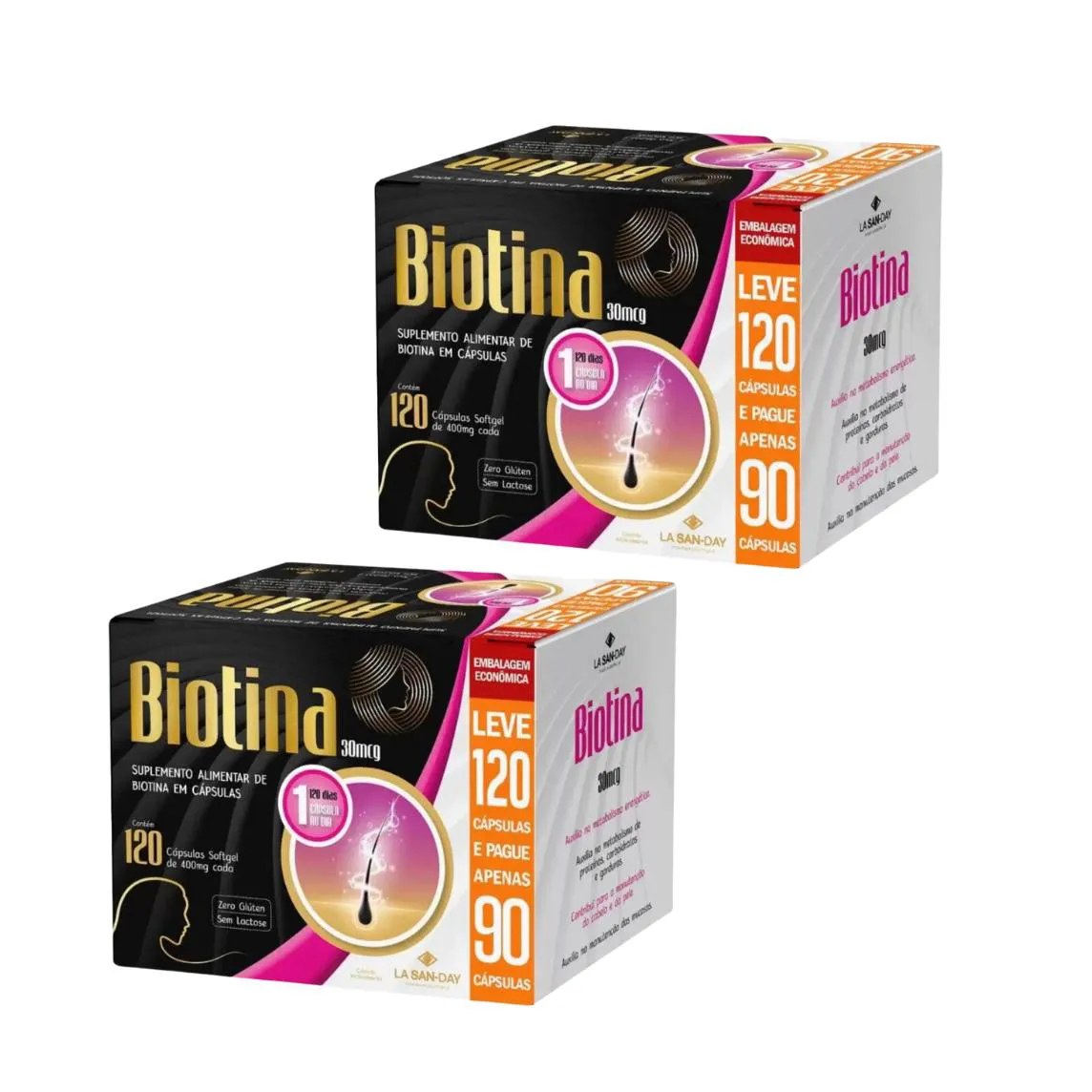 Kit C2 Suplemento Alimentar Biotina L120 P90 - La San-day