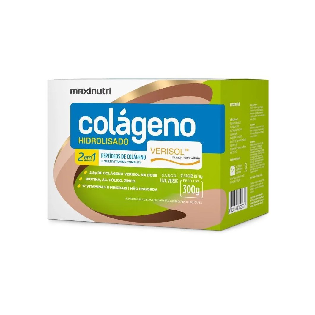 Colág. Hidro. 2em1- Verisol® +q10 30 Saches 5 G-uva Verde
