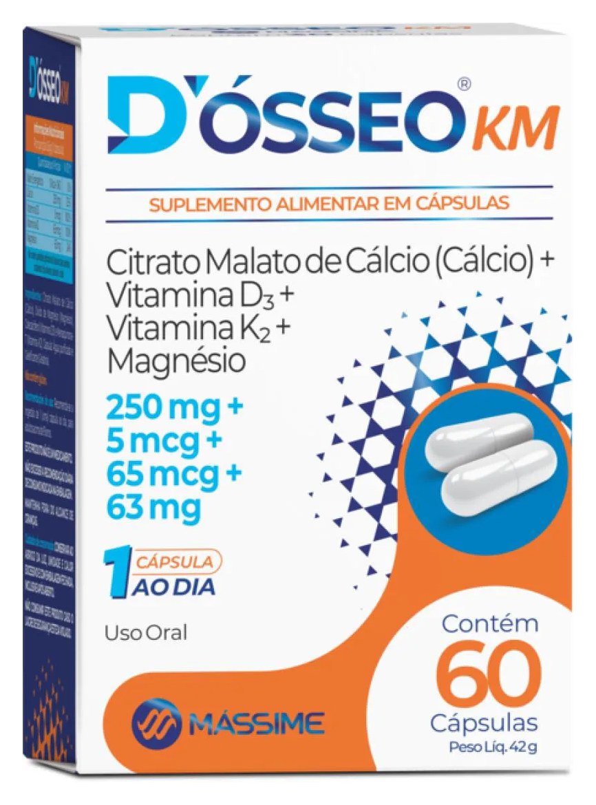 D´ósseo Km 60caps - Cálcio, Magnésio, D3 e K2
