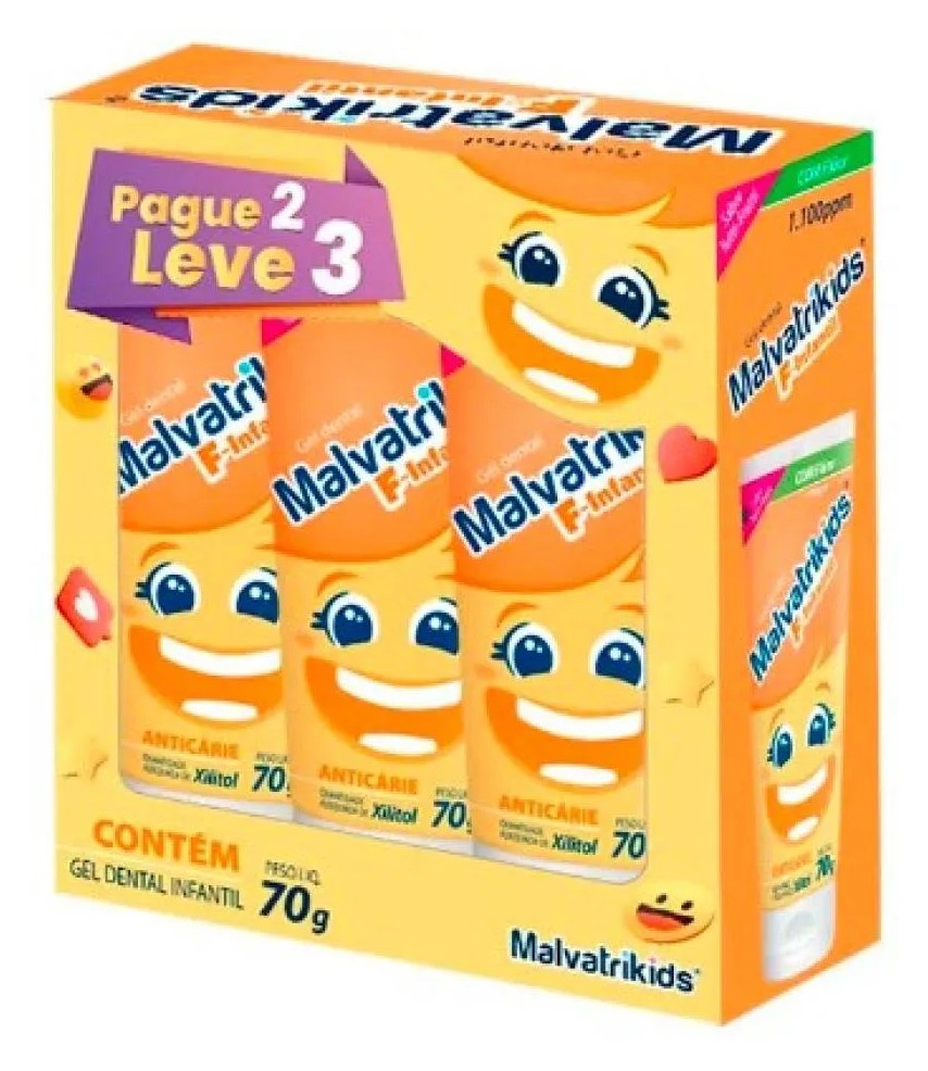 Pasta de Dente Malvatrikids F Infantil 70g Leve 3 Pague 2