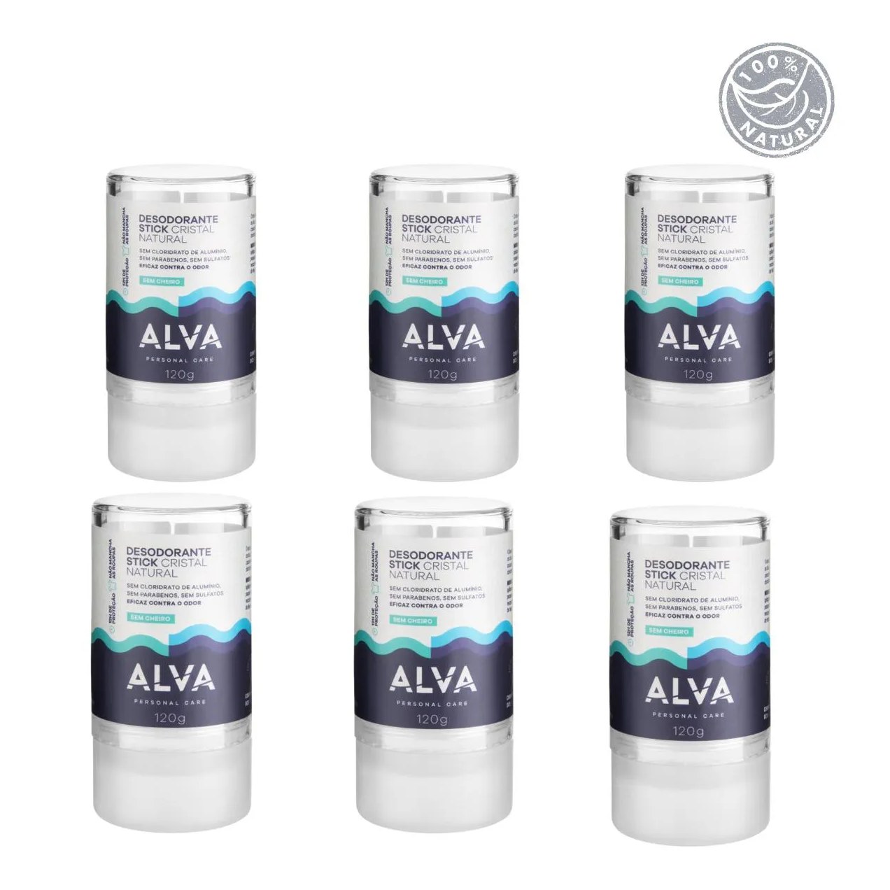 Desodorante Natural Pedra Cristal Alva Alemanha Kit (6 Unid)