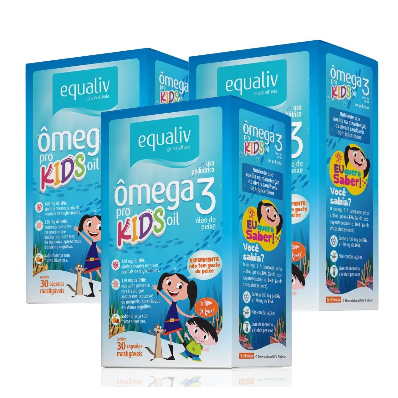 Kit 3 Ômega 3 Pro Kids Concentrado Infantil Epa Dha Equaliv Laranja com Frutas Silvestres