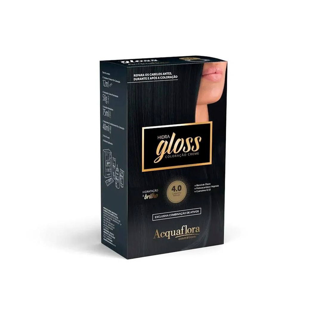 Tintura Acquaflora Kit Hidra Gloss 40 Castanho Natural