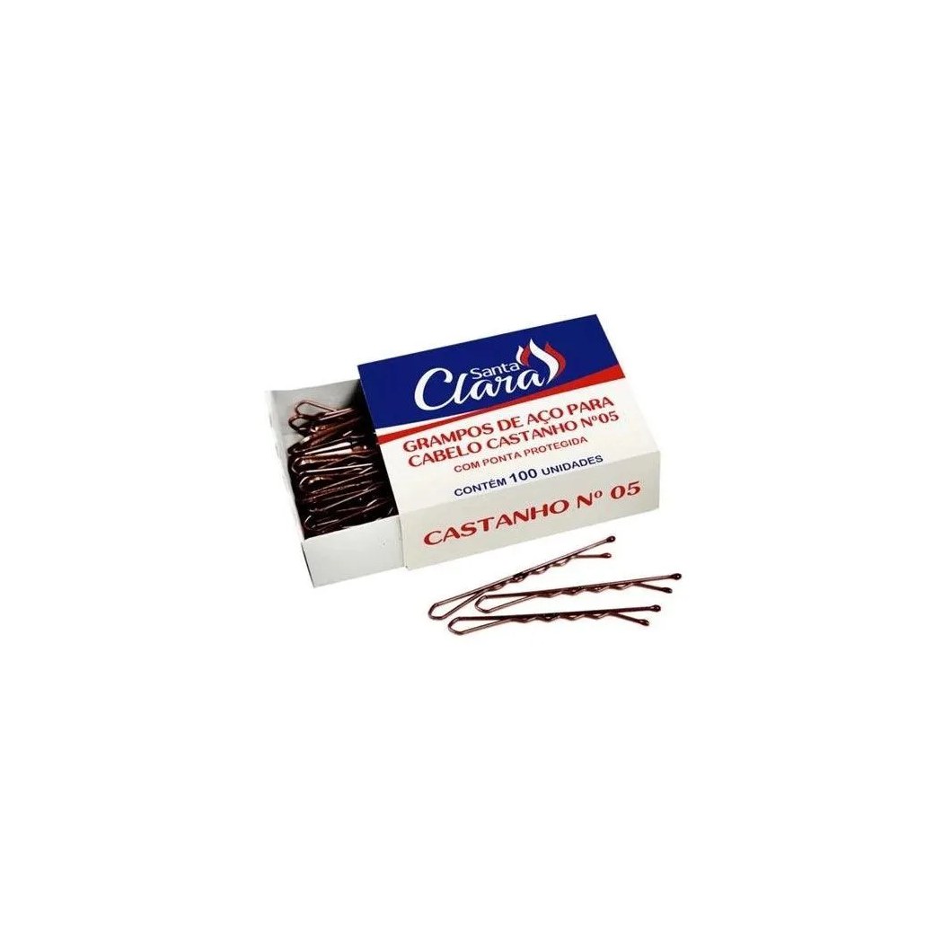 Grampos de Cabelo Ricca Nº5 Castanho C/100un